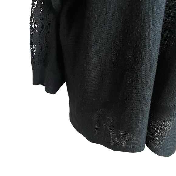 Cato Women Tunic Sweater 22/24 Black Crochet Lace Cut Out Sleeve Whimsigoth Boho - Picture 11 of 15